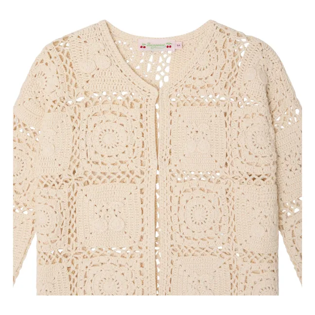Léa-Marie Crochet Cardigan | Ecru