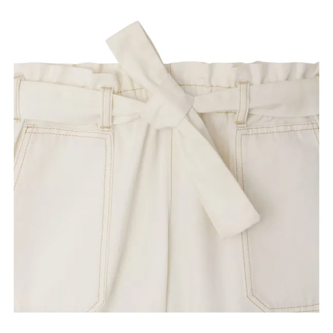 Pantaloncini Lorrie in cotone organico con nodo | Crema