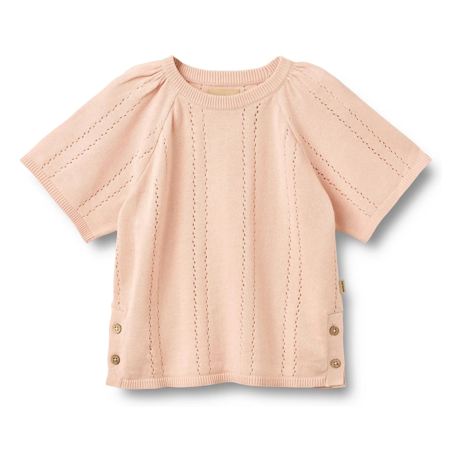 Wheat Pale Pink Vilna Organic Cotton Short Sleeve Sweater