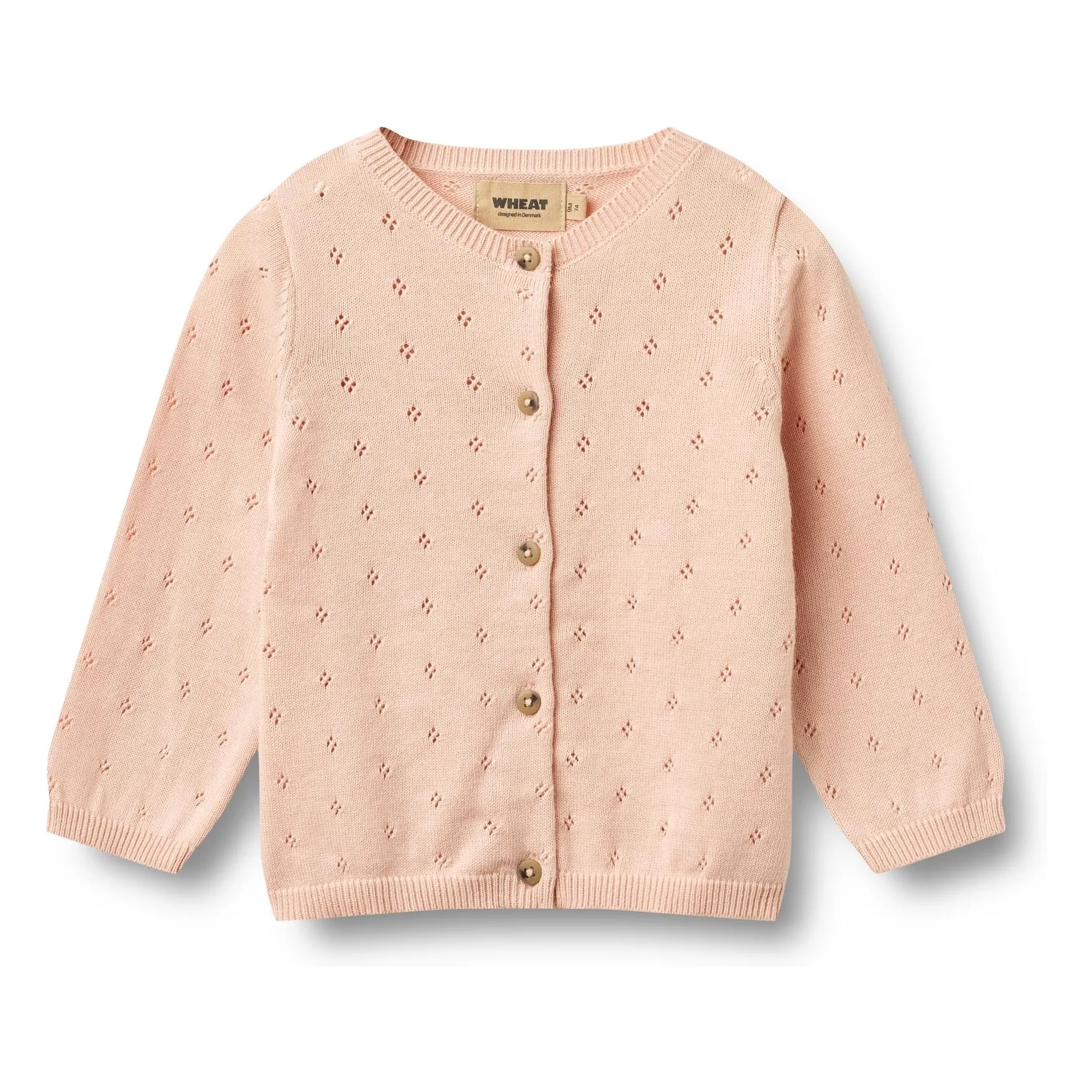 Wheat Pale Pink Maia Organic Cotton Baby Knit Cardigan