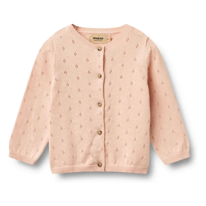 Maia Chaqueta de punto de algodón orgánico para bebé | Rosa Pálido- Imagen del producto n°0