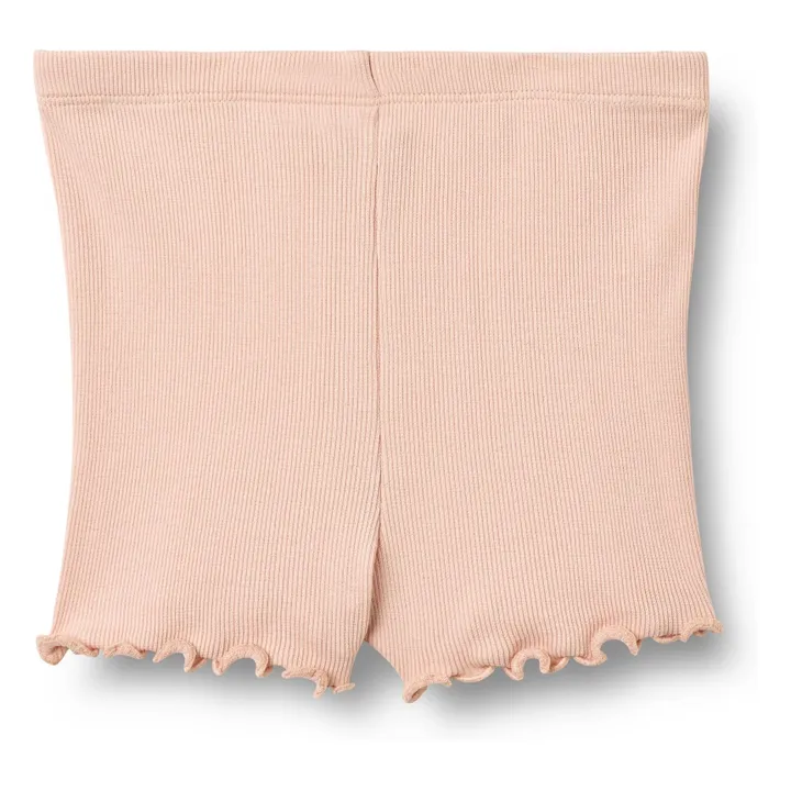 Pantalón corto para bebé de algodón ecológico acanalado Sine | Rosa Pálido- Imagen del producto n°2