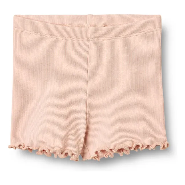 Sine Ribbed Organic Cotton Baby Shorts | Pale Pink
