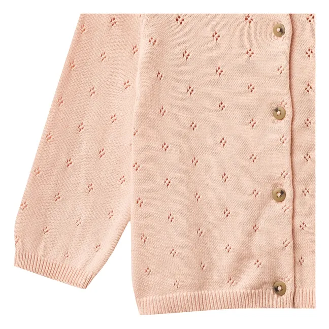 Maia Chaqueta de punto de algodón orgánico para bebé | Rosa Pálido