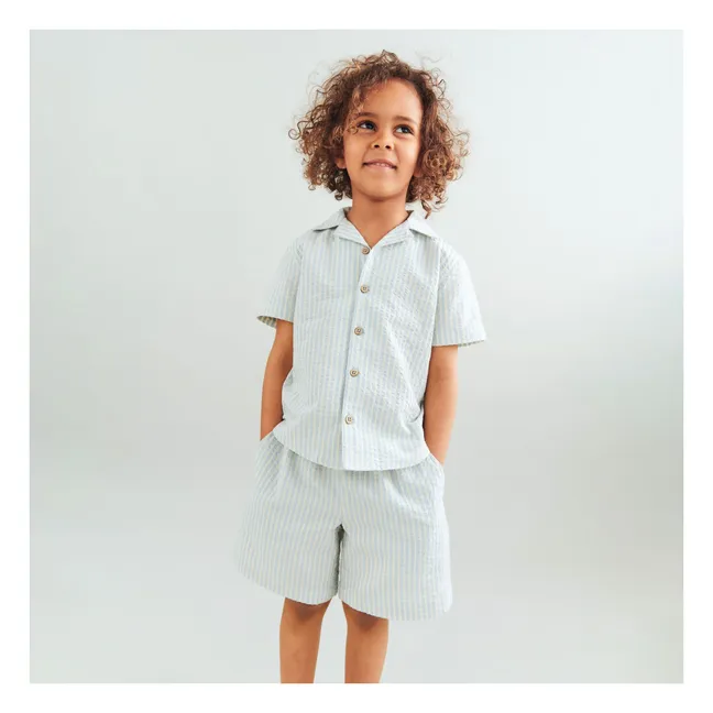 Camisa a rayas de algodón ecológico Anker | Azul Cielo