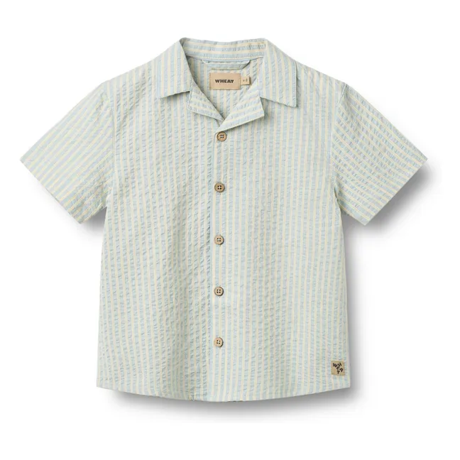 Camisa a rayas de algodón ecológico Anker | Azul Cielo