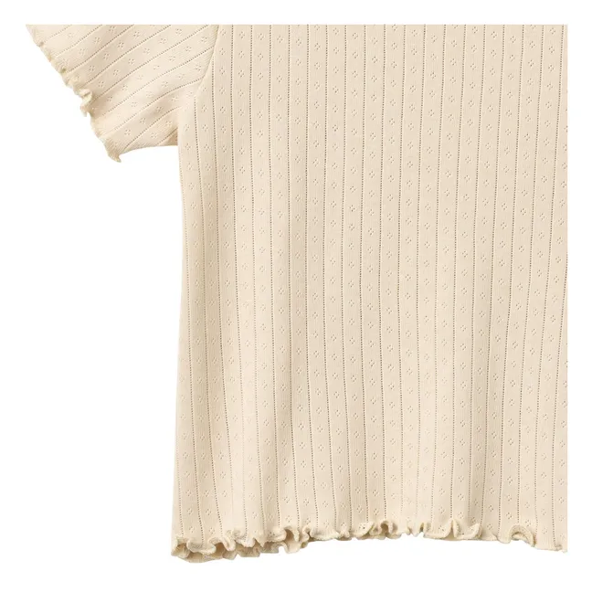 T-shirt Côtelé Irene Coton Bio | Ecru