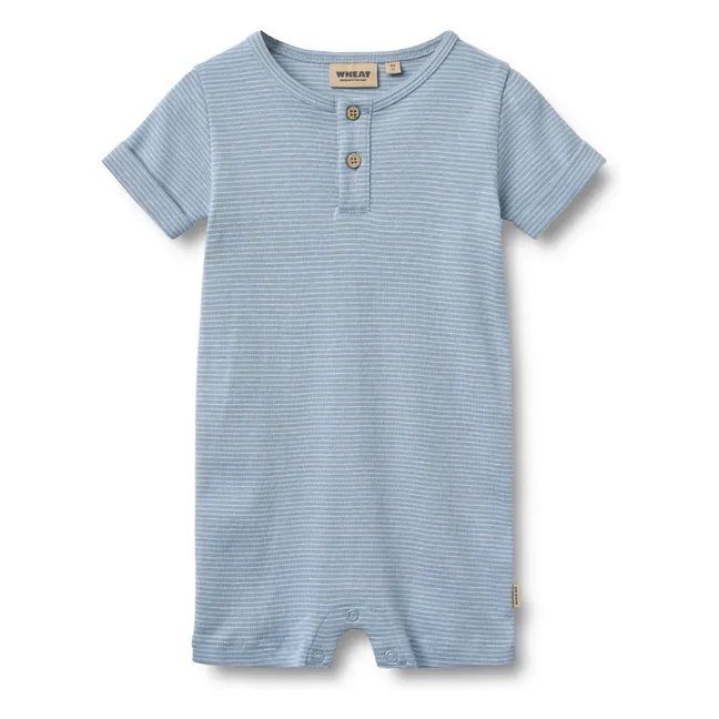 Body Alfred Rayée Coton Bio | Bleu Clair