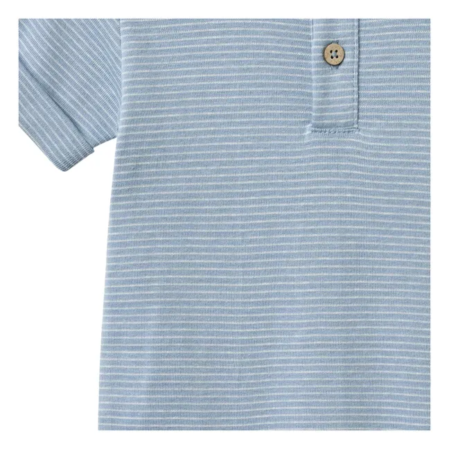 Body Alfred Rayée Coton Bio | Bleu Clair