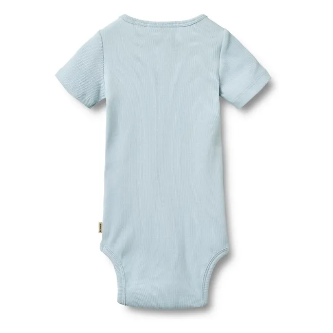 Body de algodón orgánico acanalado Timo | Azul Cielo