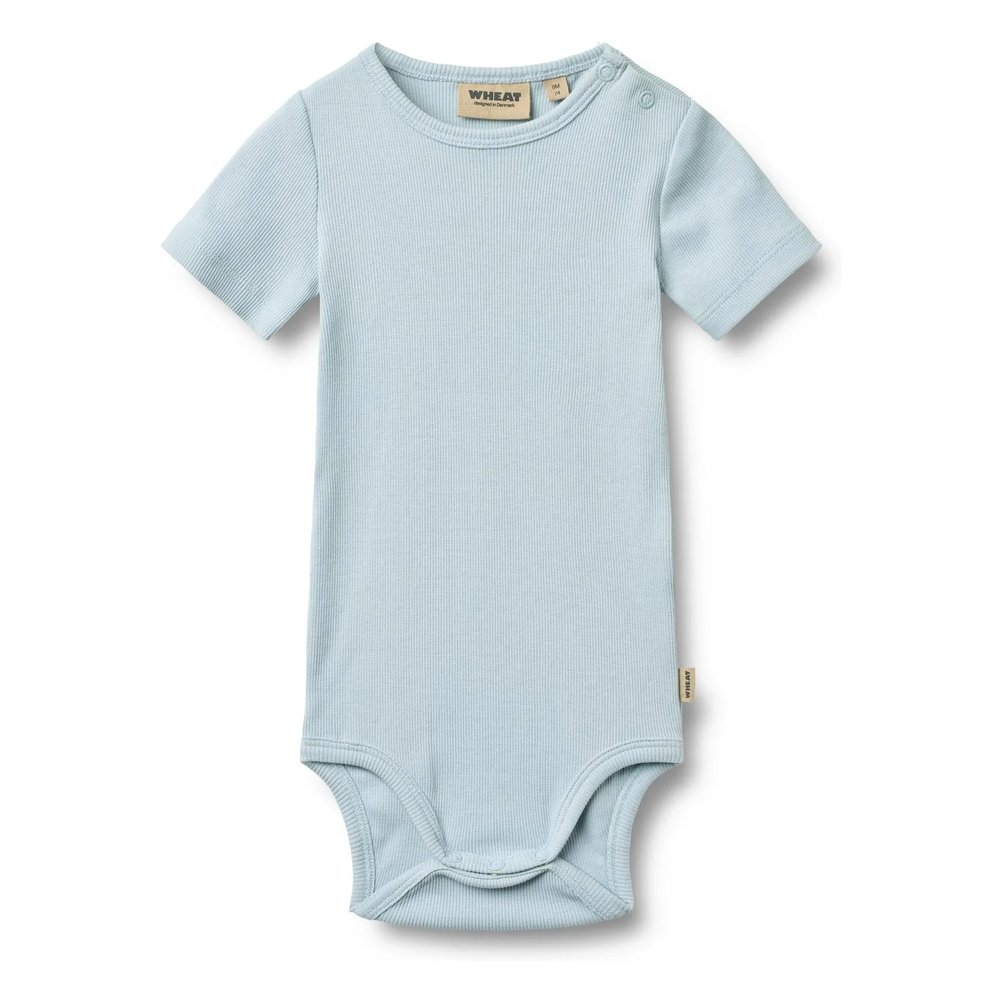 Wheat Light Blue Timo Ribbed Organic Cotton Bodysuit