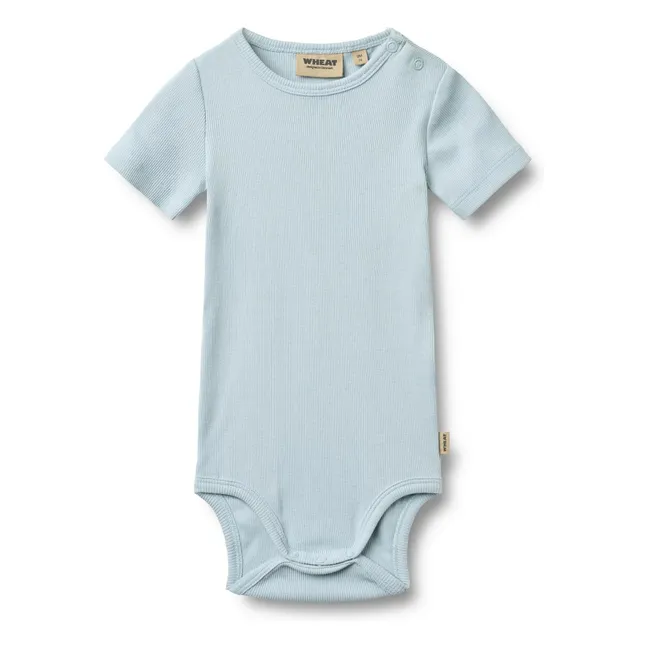 Body de algodón orgánico acanalado Timo | Azul Cielo