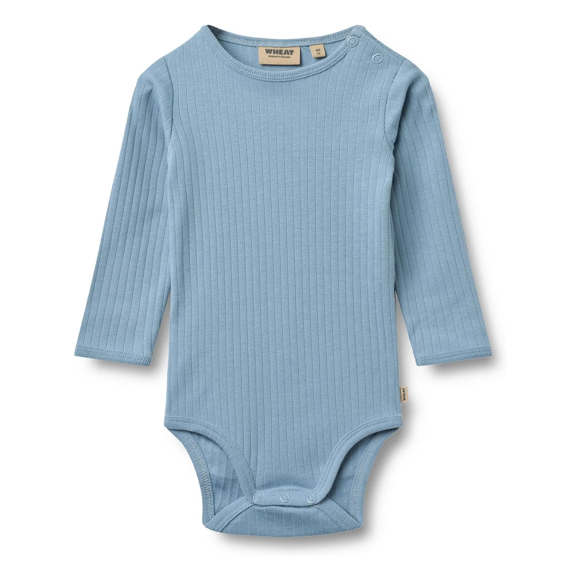 Wheat Unisex Light Blue Berti Organic Cotton Ribbed Bodysuit
