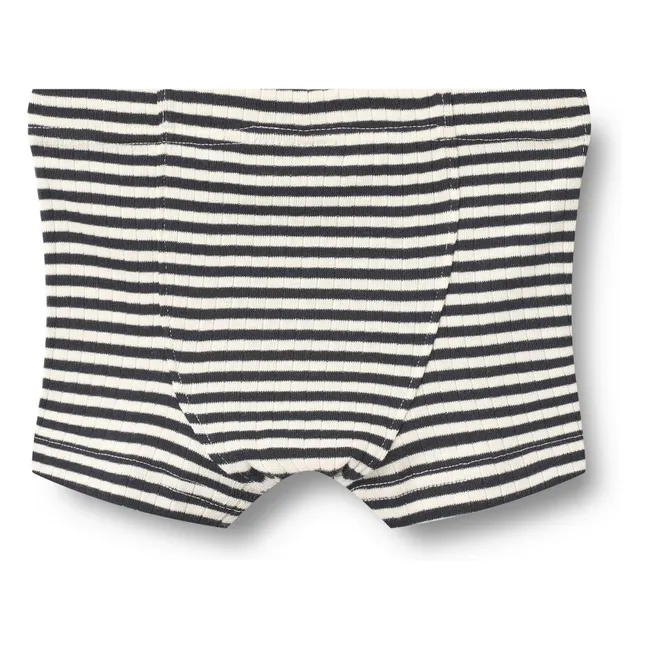 Lot 2 Boxers Louis Côtelés Rayés Coton Bio | Noir