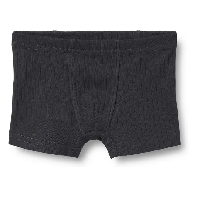 Lote de 2 calzoncillos Louis de algodón orgánico con rayas acanaladas | Negro