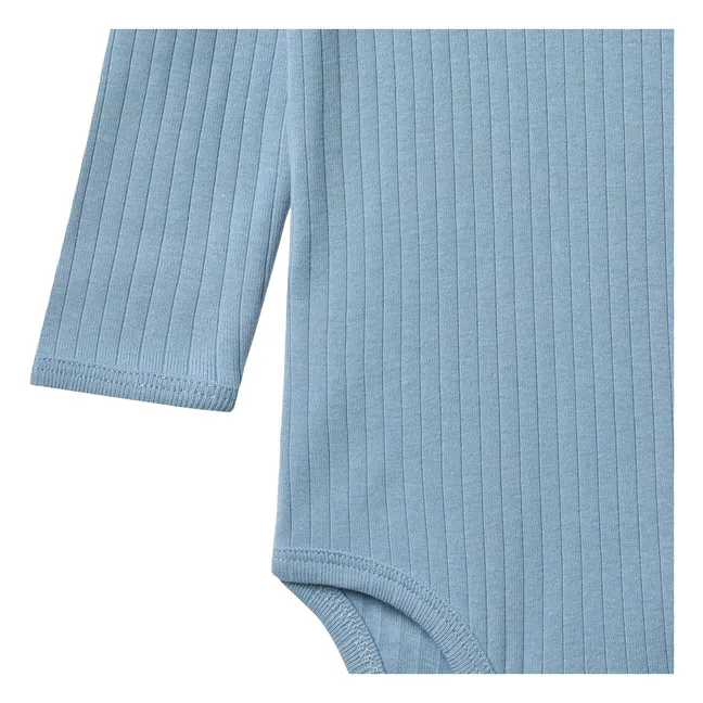 Berti Organic Cotton Ribbed Bodysuit | Light Blue