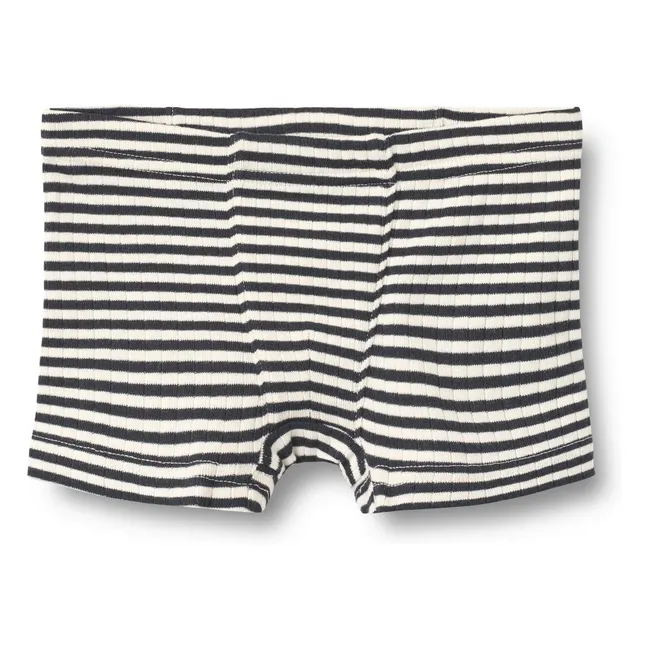 Lote de 2 calzoncillos Louis de algodón orgánico con rayas acanaladas | Negro