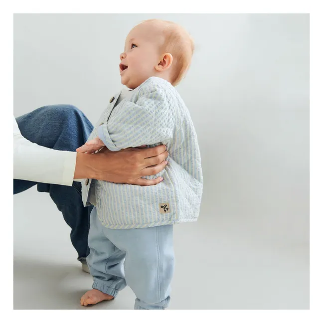 Veste Matelassée Saxo Rayée Coton Bio | Bleu ciel