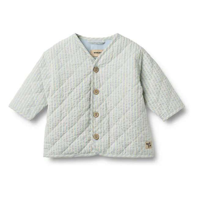 Chaqueta acolchada de algodón orgánico a rayas Saxo | Azul Cielo