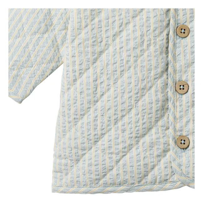 Veste Matelassée Saxo Rayée Coton Bio | Bleu ciel