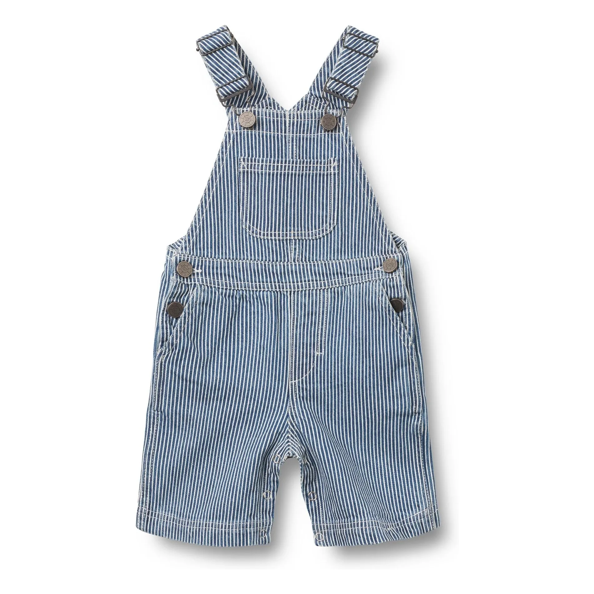 Wheat Unisex Infant Blue Lykke Striped Denim Organic Cotton Dungarees