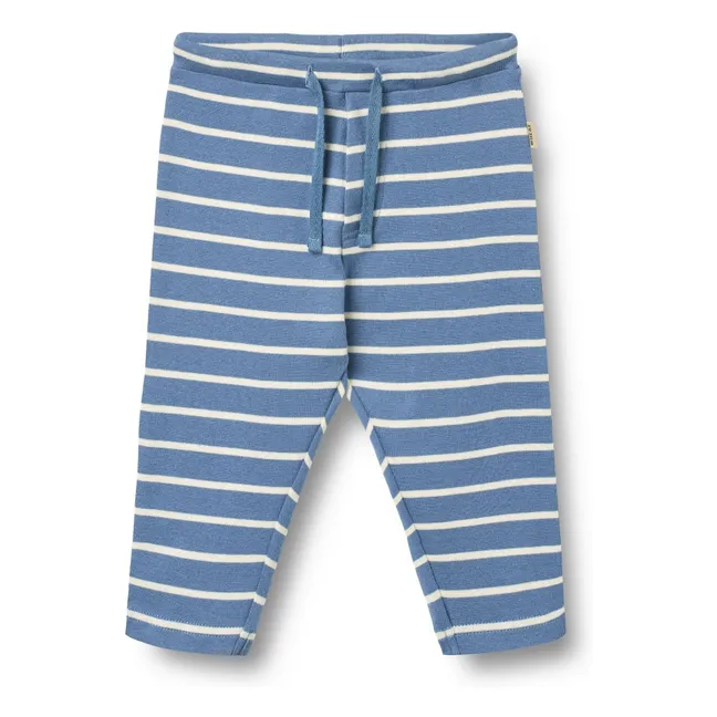 Jegging in cotone biologico a righe Manfred | Blu