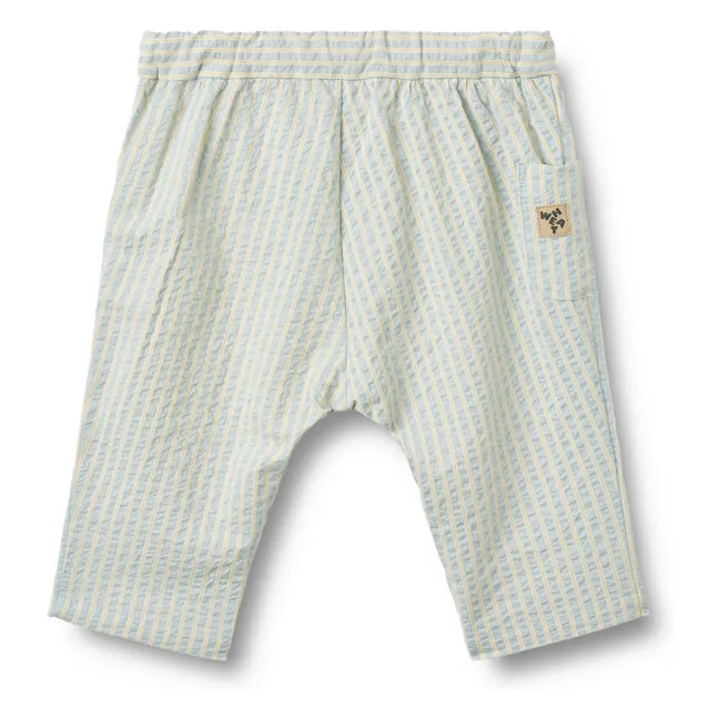 Henry Striped Organic Cotton Trousers | Light blue