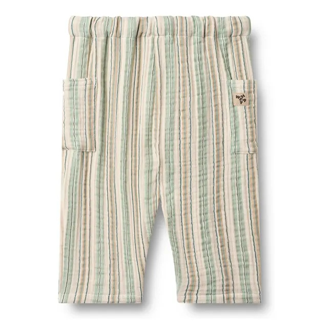 Arne Pantalones de rayas de algodón orgánico | Verde Pálido