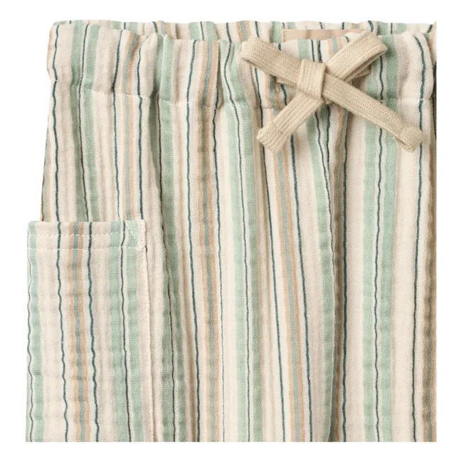 Pantaloni a righe in cotone organico Arne | Verde chiaro