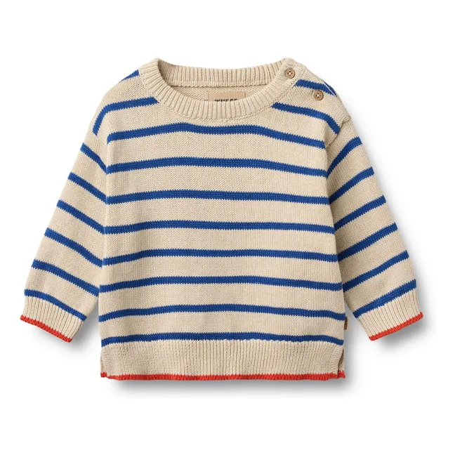 Morgan organic cotton striped knit sweater | Blue