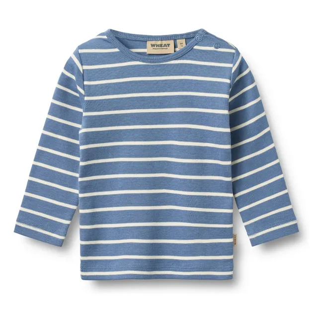 Stig Striped Organic Cotton Baby T-shirt | Blue