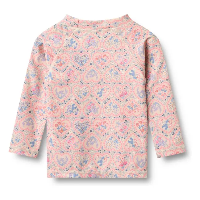 T-shirt Anti-UV Dilan Fleuri Fibres Recyclées | Rose pâle