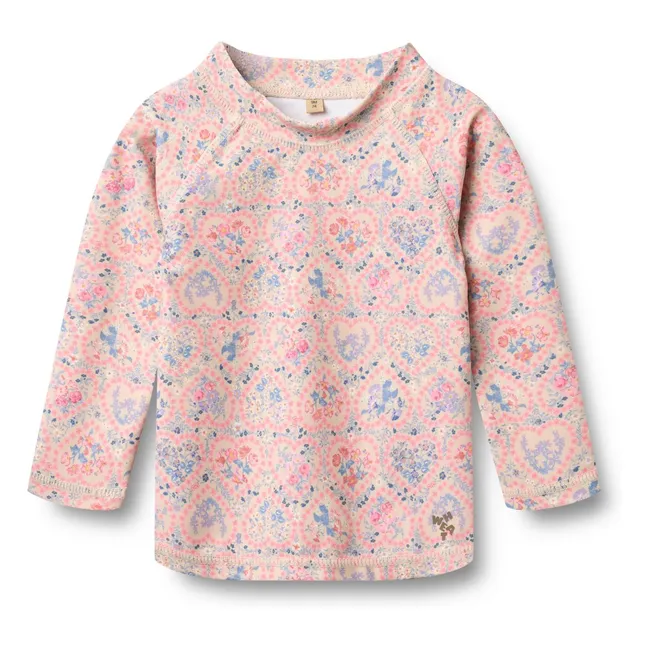 T-shirt Anti-UV Dilan Fleuri Fibres Recyclées | Rose pâle
