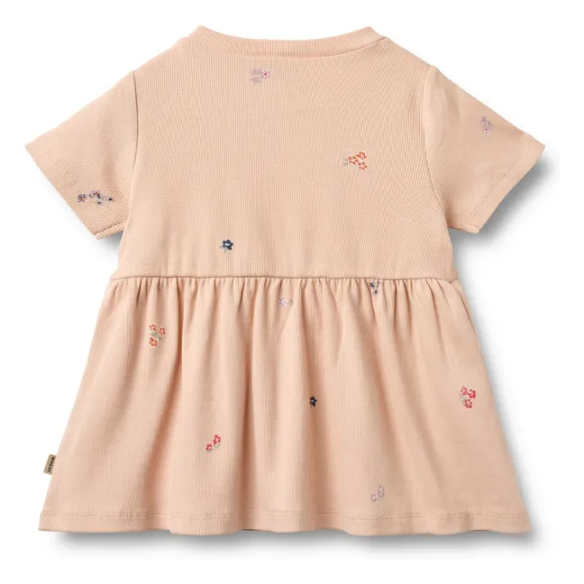 Anna Flowers Jersey Dress Organic Cotton | Peach