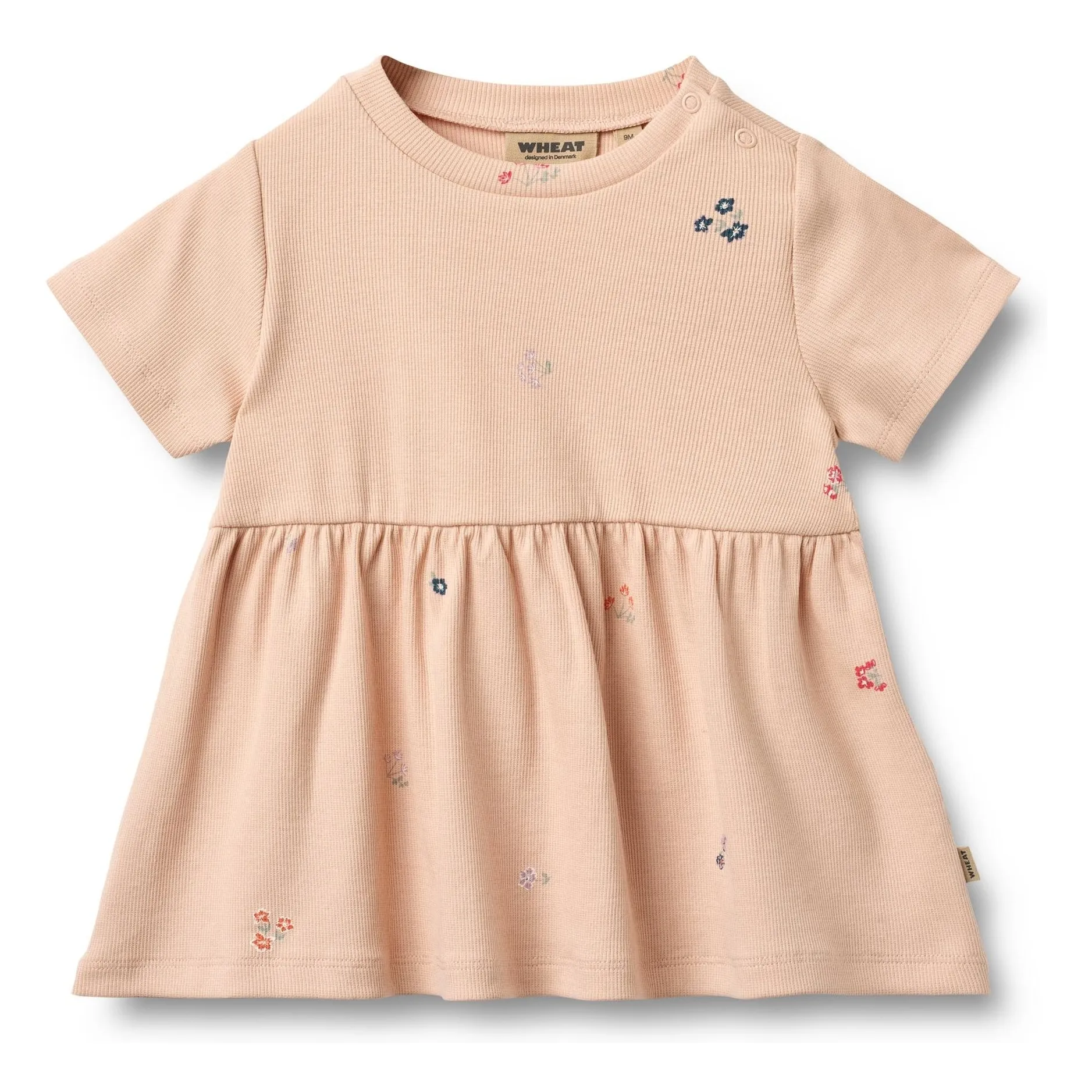 Wheat Peach Anna Flowers Jersey Dress Organic Cotton