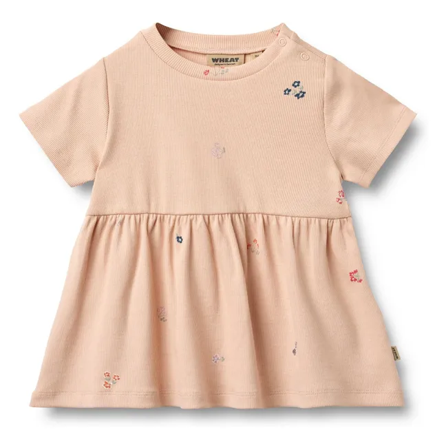 Anna Flowers Jersey Dress Organic Cotton | Peach