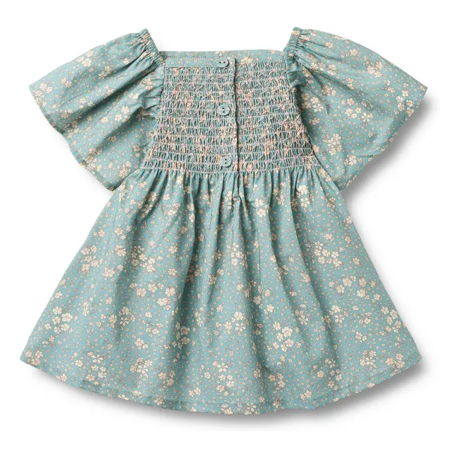 Robe Elva Fleurie Coton Bio Bébé | Bleu pâle