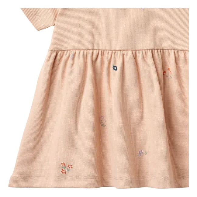 Anna Flowers Jersey Dress Organic Cotton | Peach
