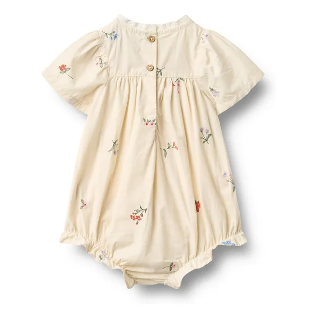 Pelele bordado Margit Flowers Algodón orgánico | Marfil