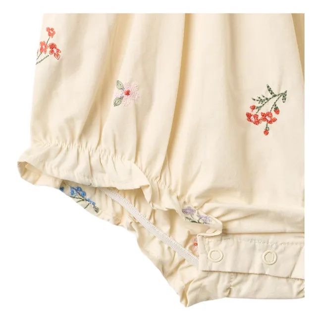 Pelele bordado Margit Flowers Algodón orgánico | Marfil