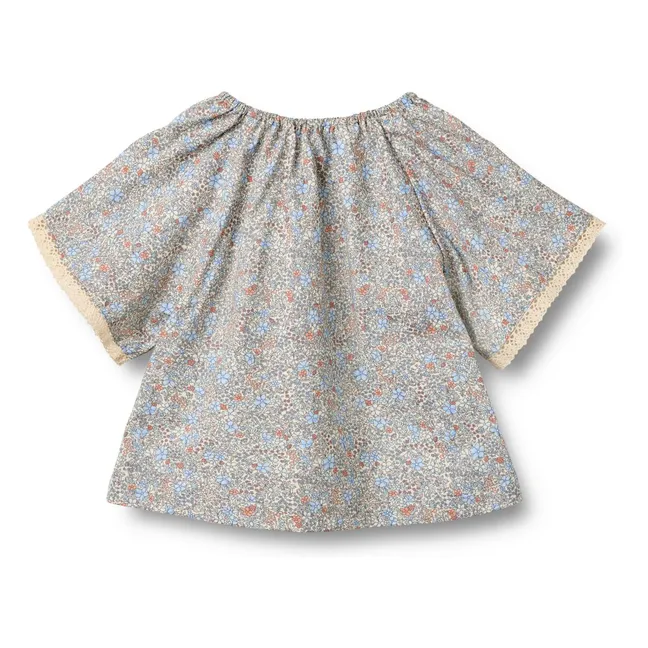 Blouse Hannah Fleurie Coton Bio | Bleu pâle
