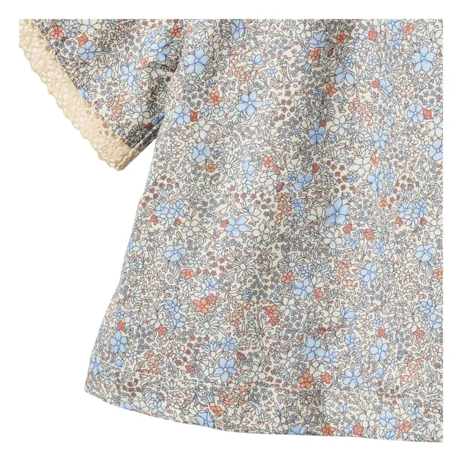 Blouse Hannah Fleurie Coton Bio | Bleu pâle