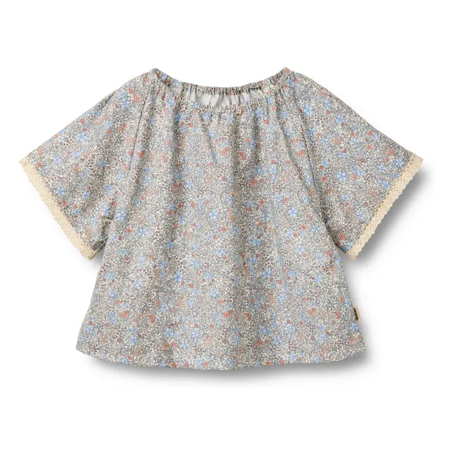 Blouse Hannah Fleurie Coton Bio | Bleu pâle