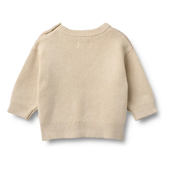 Jersey jacquard de algodón ecológico Solveig Rainbow | Crudo