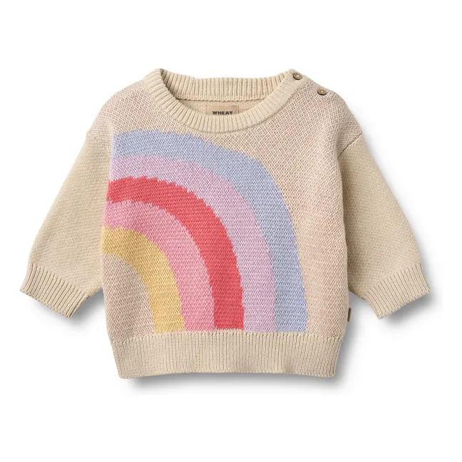 Solveig Rainbow Organic Cotton Jacquard Sweater | Ecru
