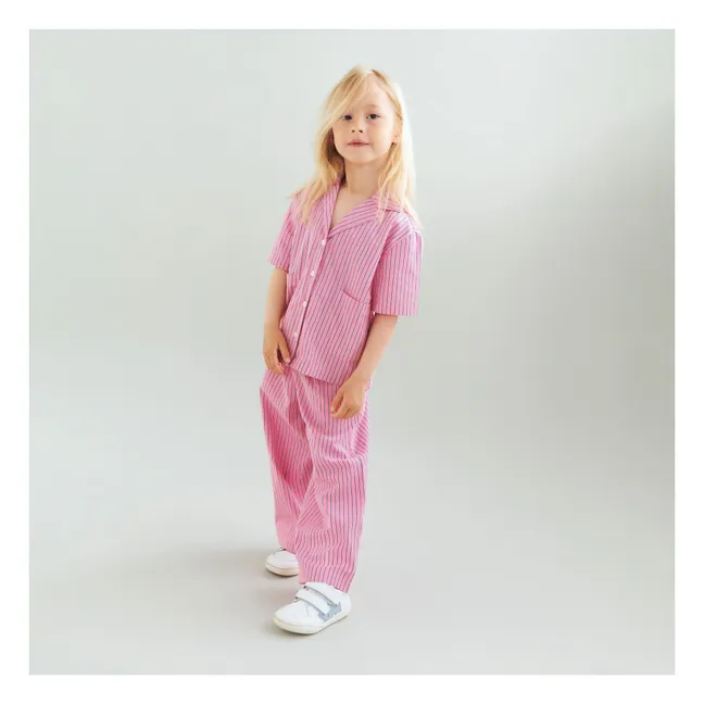 Pantalon Sasha Rayé Coton Bio | Rose