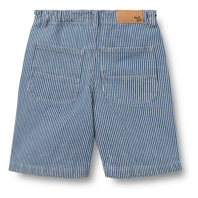 Denim Bermuda Christian Gestreift Bio-Baumwolle | Blau