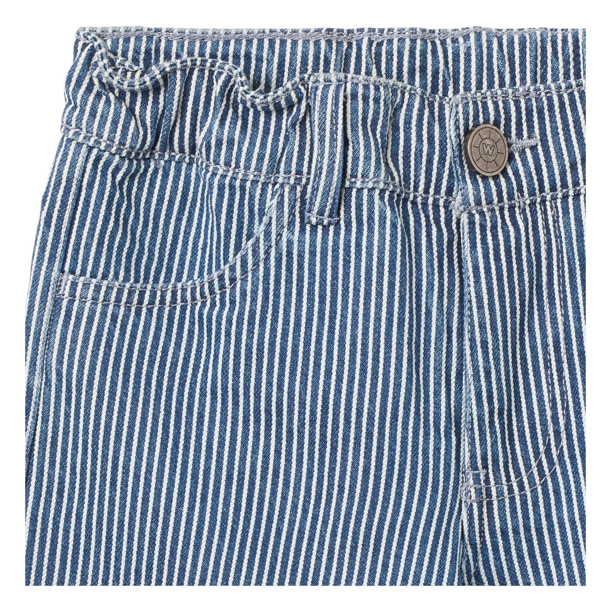 Bermuda Denim Christian Rayé Coton Bio | Bleu- Image produit n°1