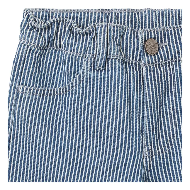 Denim Bermuda Christian Gestreift Bio-Baumwolle | Blau
