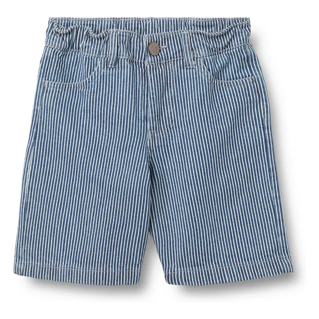 Bermuda Denim Christian Rayé Coton Bio | Bleu